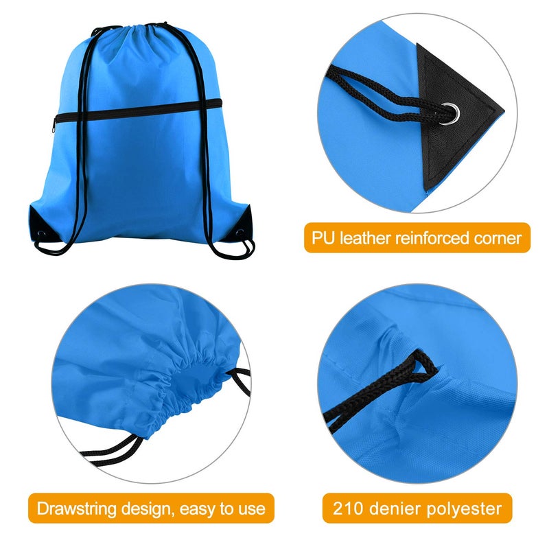 KUUQA 12Pcs Drawstring Bag Sports Gym String Backpack Bulk Cinch Bag Sackpack with Zipper for School Yoga Sport Gym Traveling - Image 3